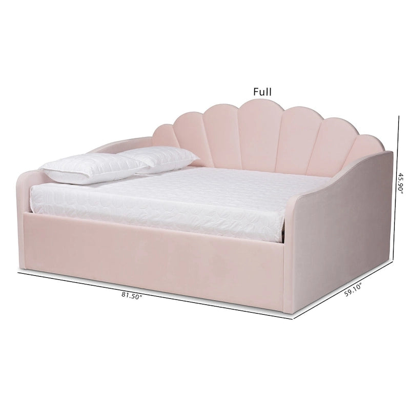Lit de repos moderne tapissé de velours - rose clair