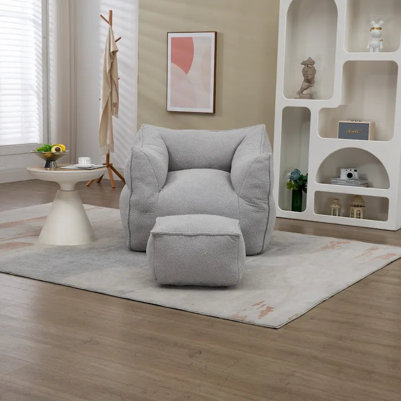 Pouf carré avec repose-pieds