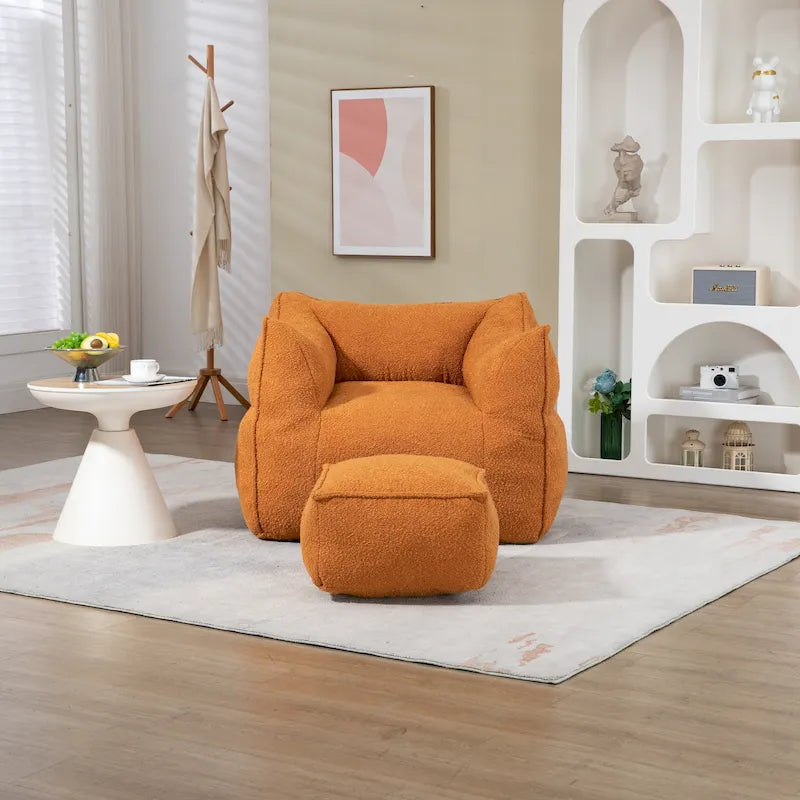 Pouf carré avec repose-pieds