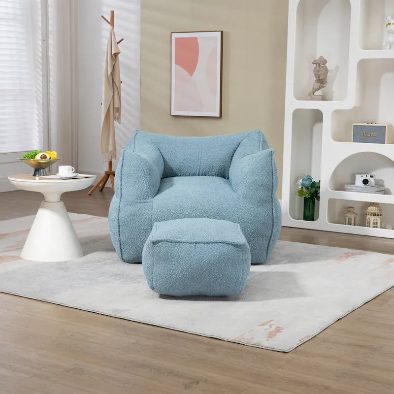 Pouf carré avec repose-pieds