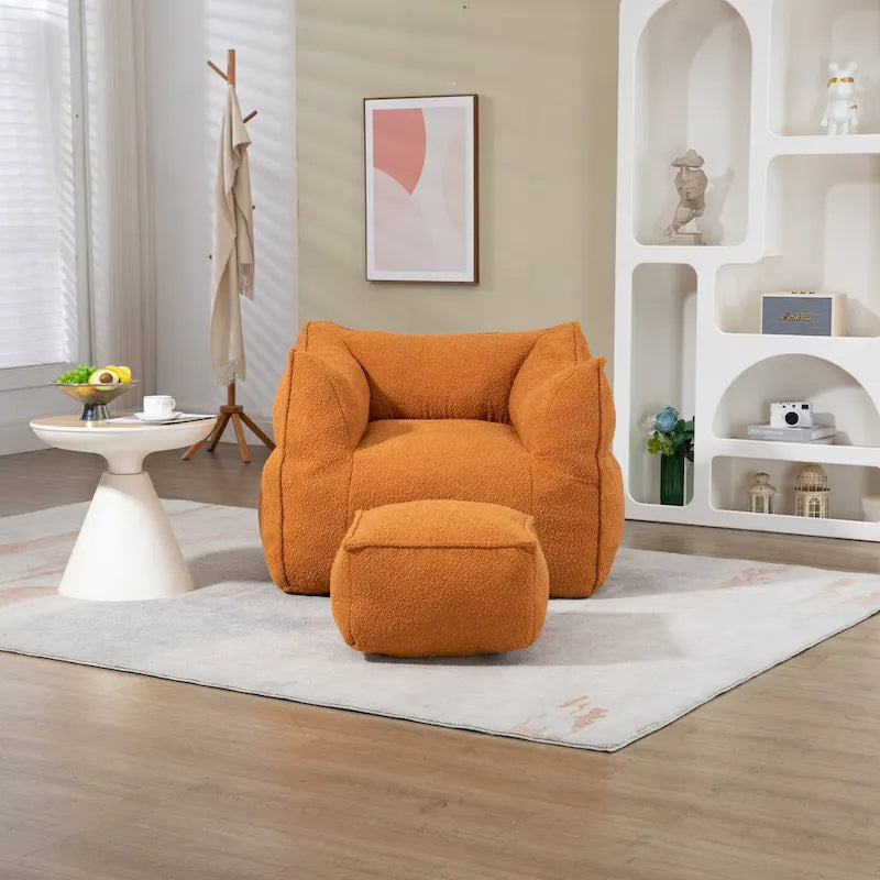Pouf carré avec repose-pieds