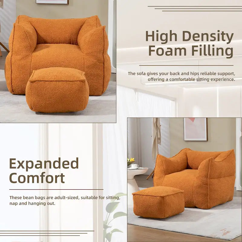 Pouf carré avec repose-pieds