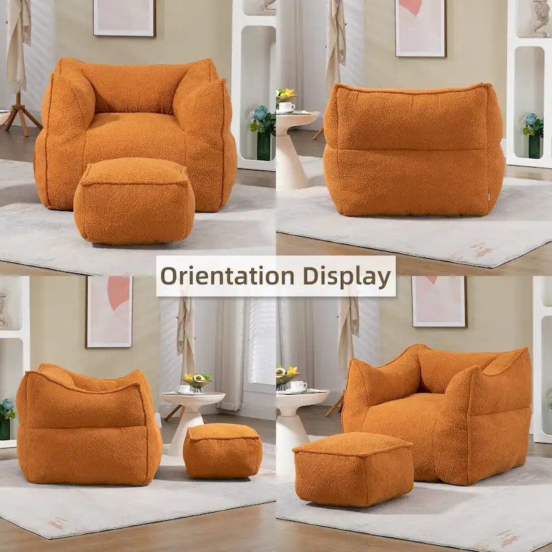Pouf carré avec repose-pieds
