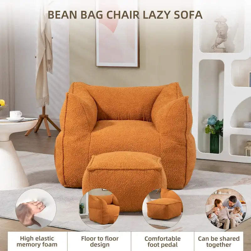 Pouf carré avec repose-pieds