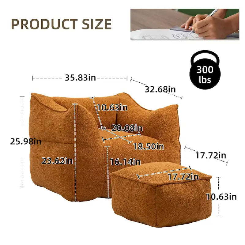 Pouf carré avec repose-pieds