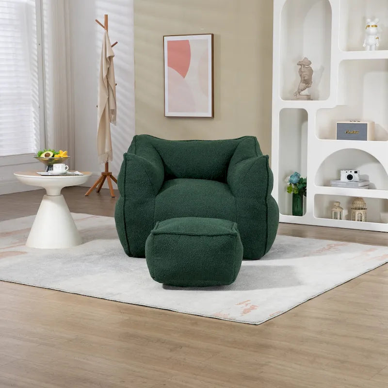 Pouf carré avec repose-pieds