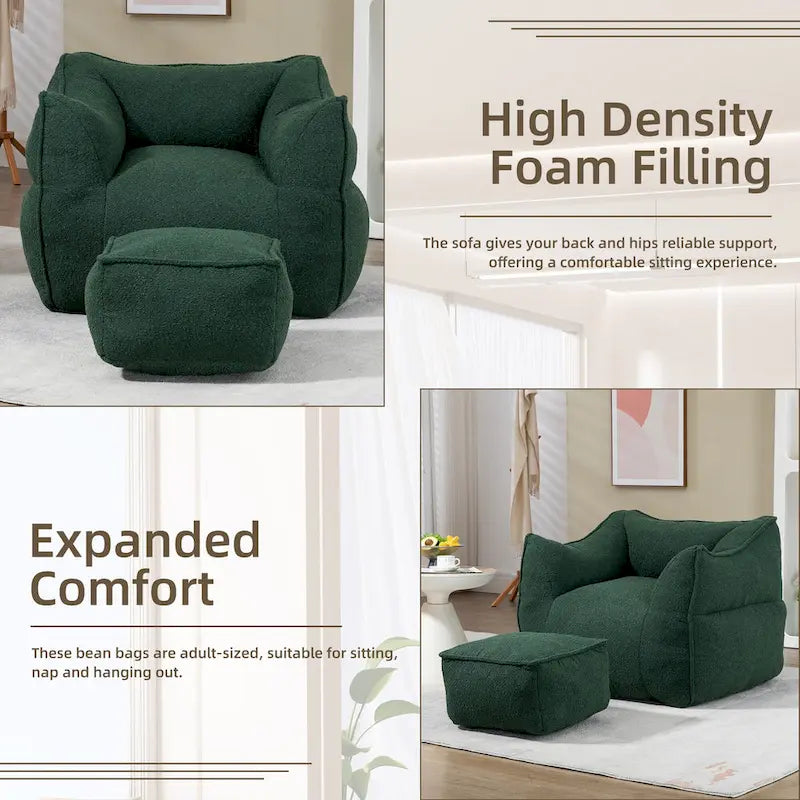 Pouf carré avec repose-pieds