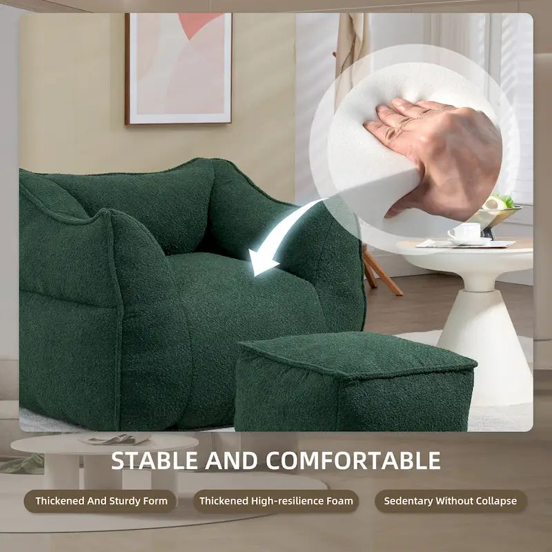 Pouf carré avec repose-pieds