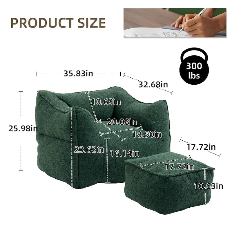 Pouf carré avec repose-pieds