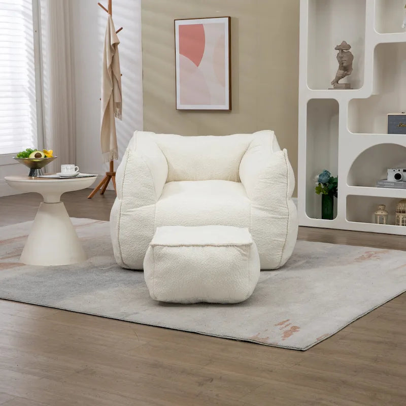 Pouf carré avec repose-pieds
