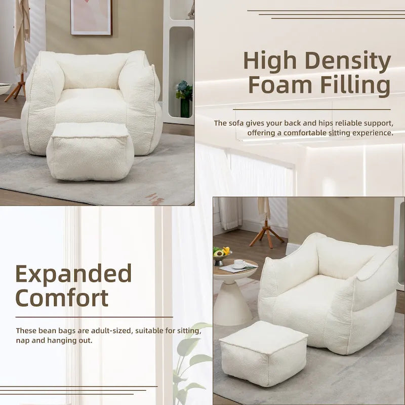 Pouf carré avec repose-pieds
