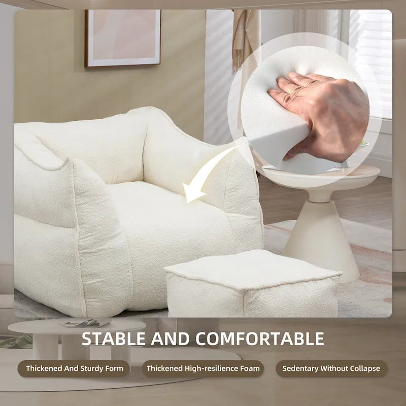 Pouf carré avec repose-pieds