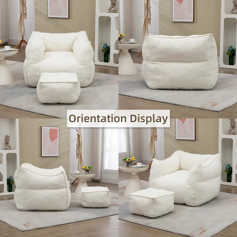 Pouf carré avec repose-pieds