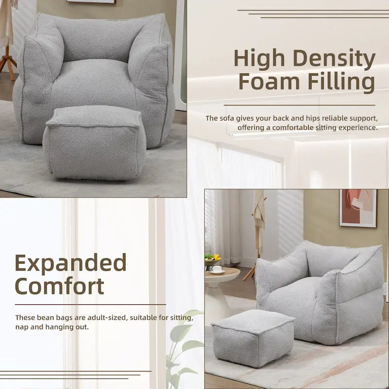 Pouf carré avec repose-pieds