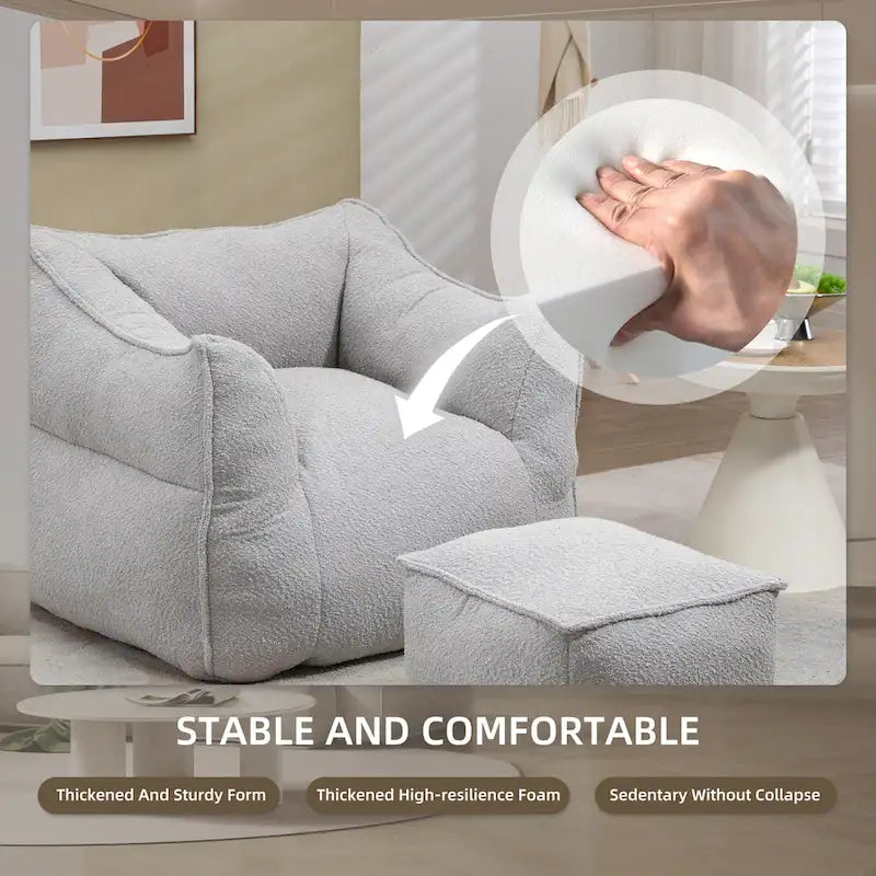 Pouf carré avec repose-pieds