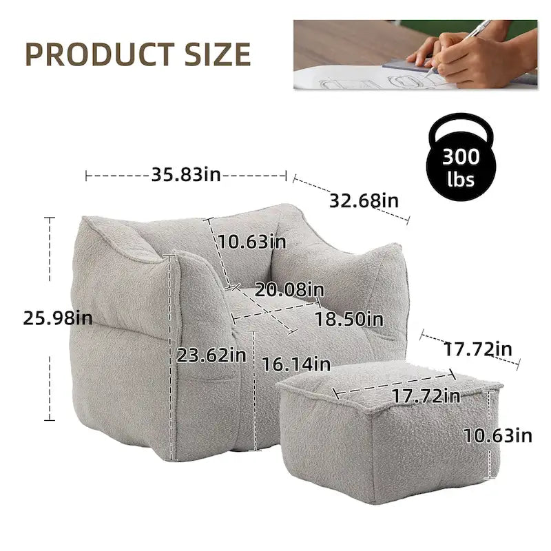 Pouf carré avec repose-pieds