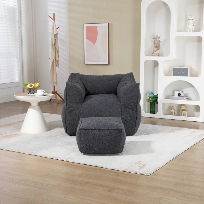 Pouf carré avec repose-pieds