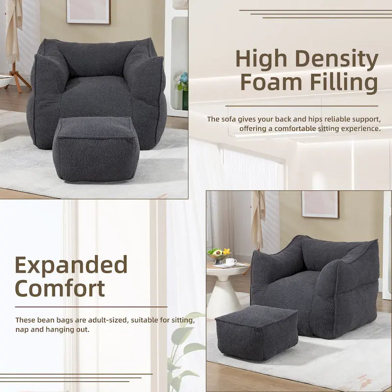 Pouf carré avec repose-pieds