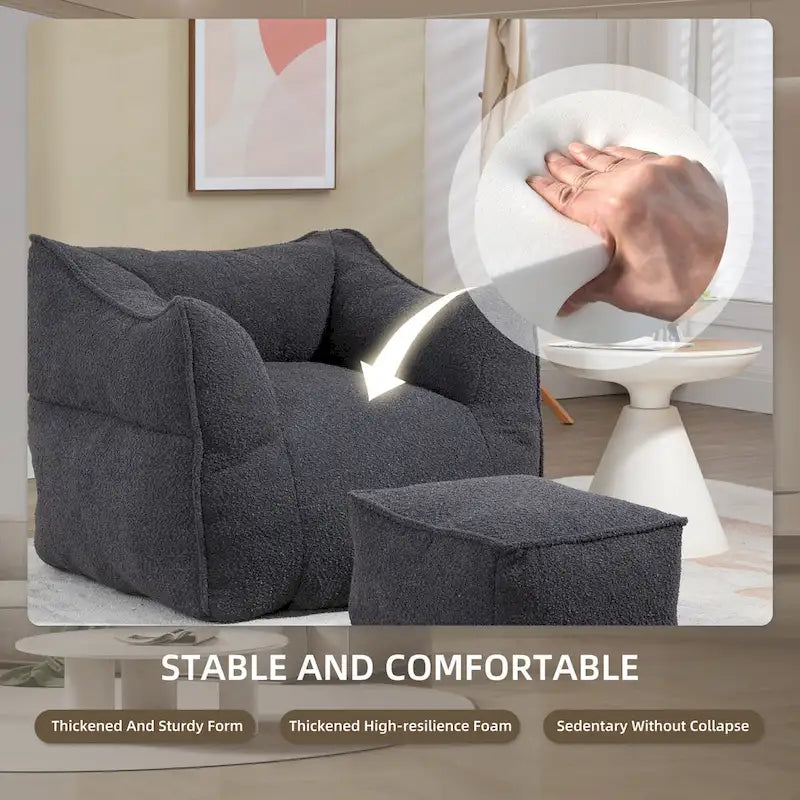 Pouf carré avec repose-pieds