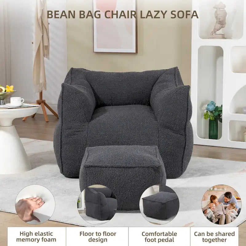 Pouf carré avec repose-pieds