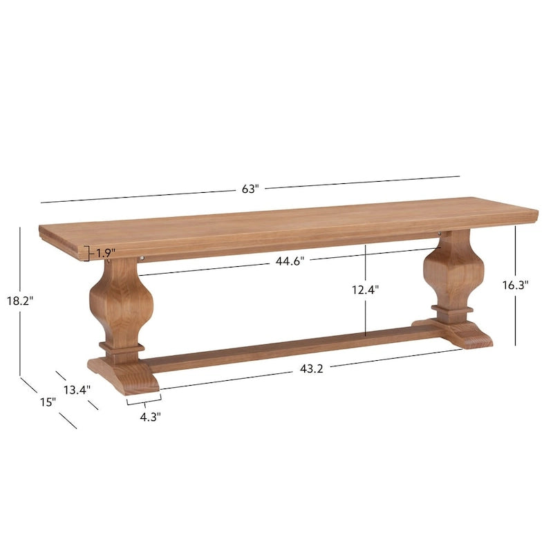 Banc de salle à manger en bois massif