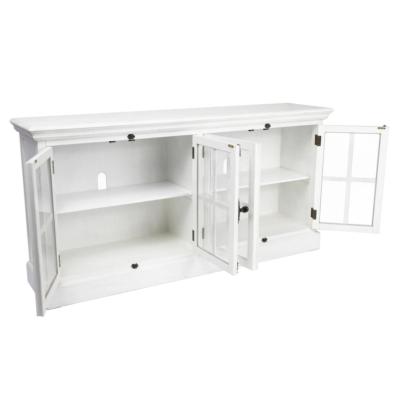 Four-door white oak TV unit