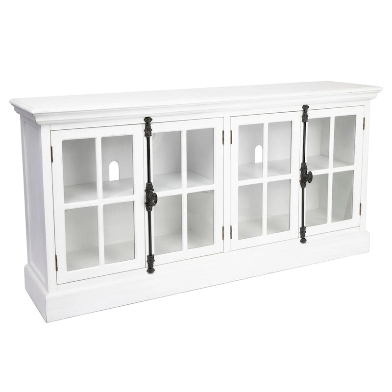 Four-door white oak TV unit