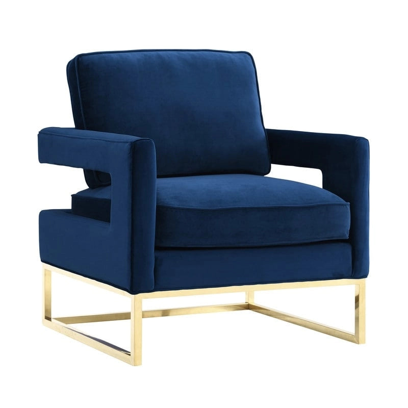 Fauteuil en velours bleu marine