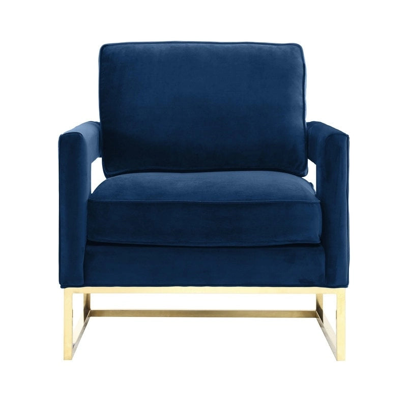 Fauteuil en velours bleu marine