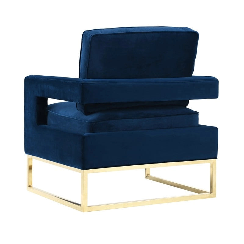 Fauteuil en velours bleu marine