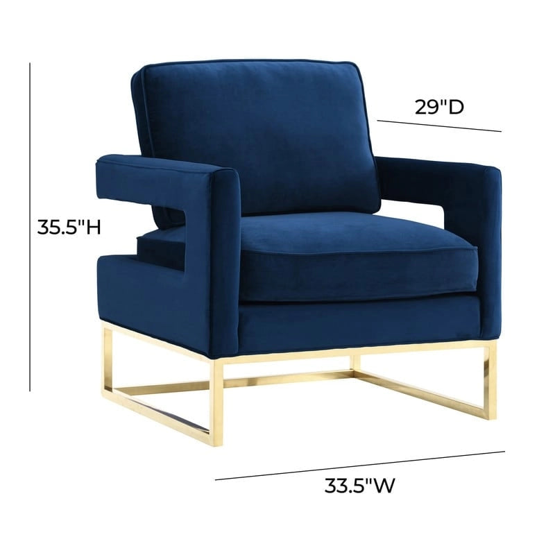 Fauteuil en velours bleu marine