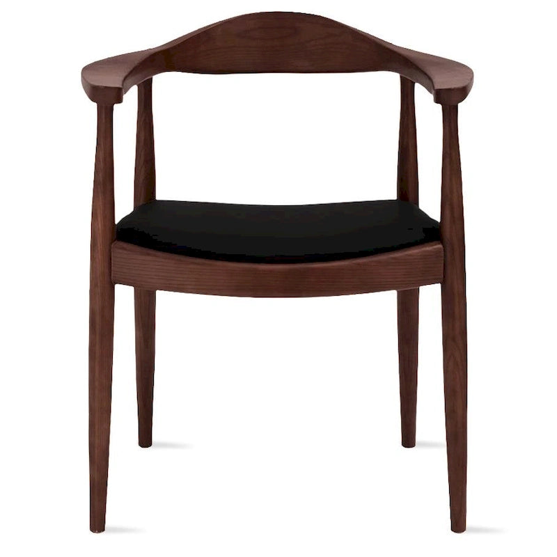 Chaise Kennedy en bois massif avec accoudoirs incurvés