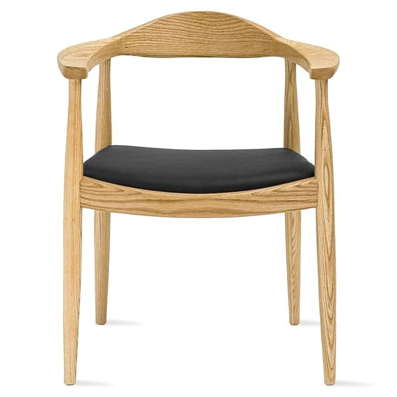 Chaise Kennedy en bois massif avec accoudoirs incurvés