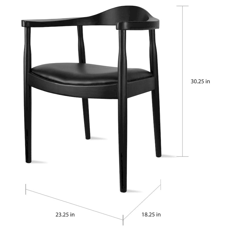 Chaise Kennedy en bois massif avec accoudoirs incurvés