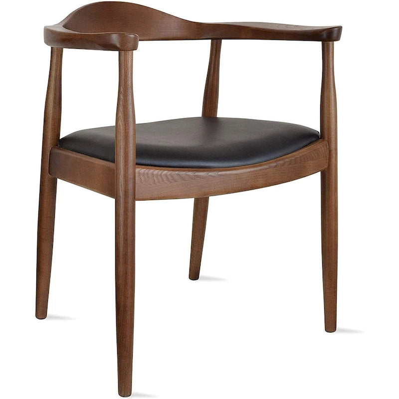 Chaise Kennedy en bois massif avec accoudoirs incurvés
