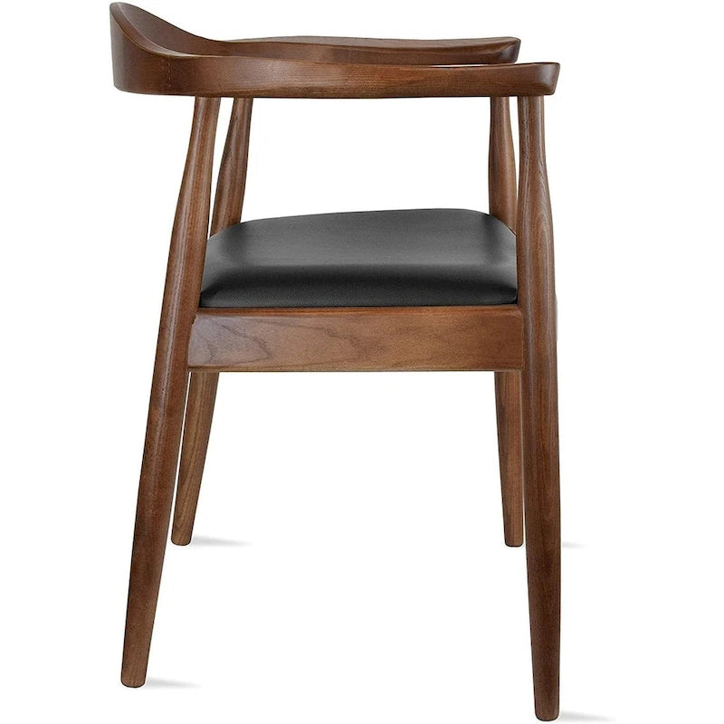 Chaise Kennedy en bois massif avec accoudoirs incurvés