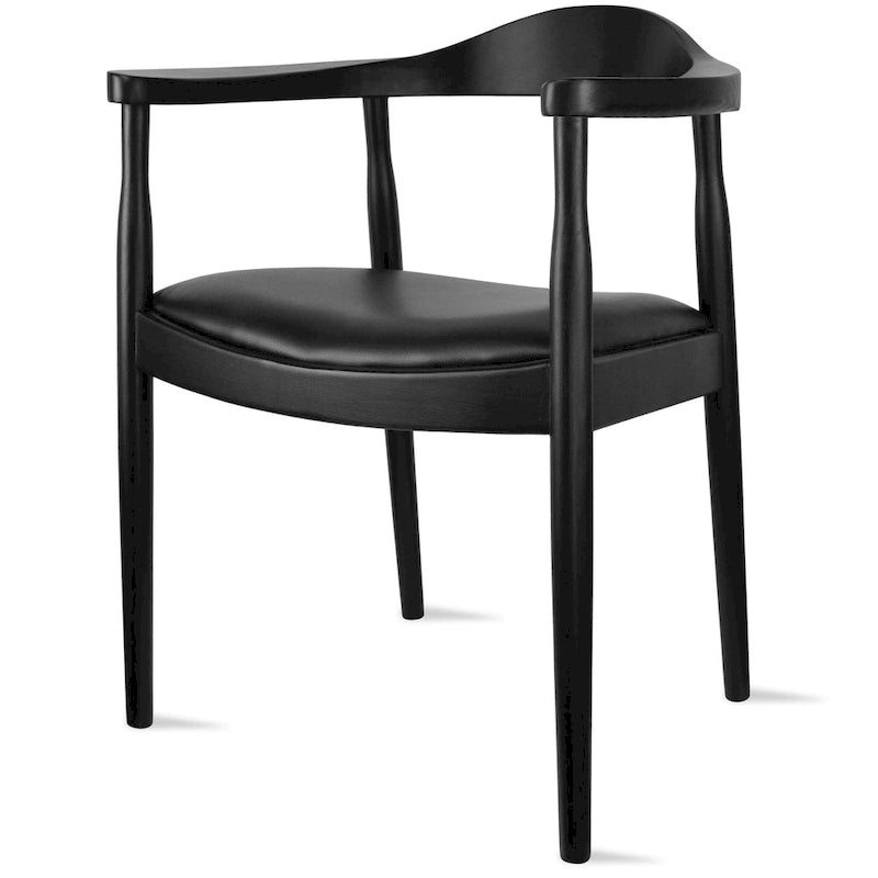 Chaise Kennedy en bois massif avec accoudoirs incurvés