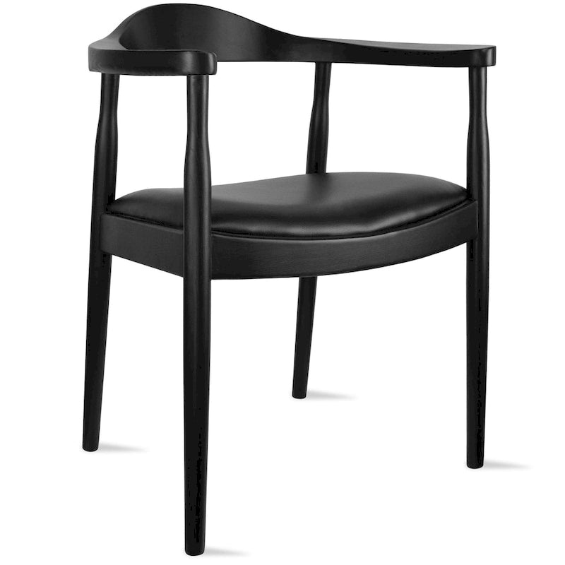 Chaise Kennedy en bois massif avec accoudoirs incurvés