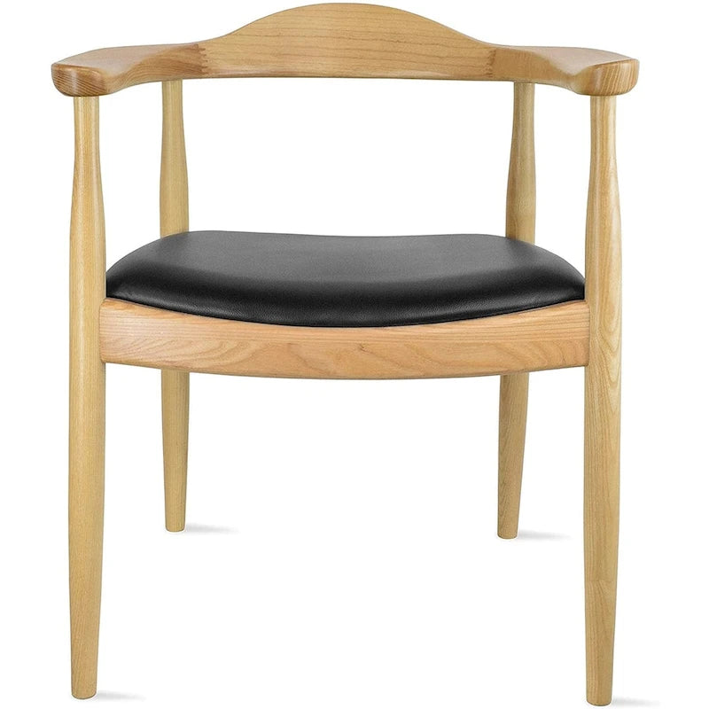 Chaise Kennedy en bois massif avec accoudoirs incurvés