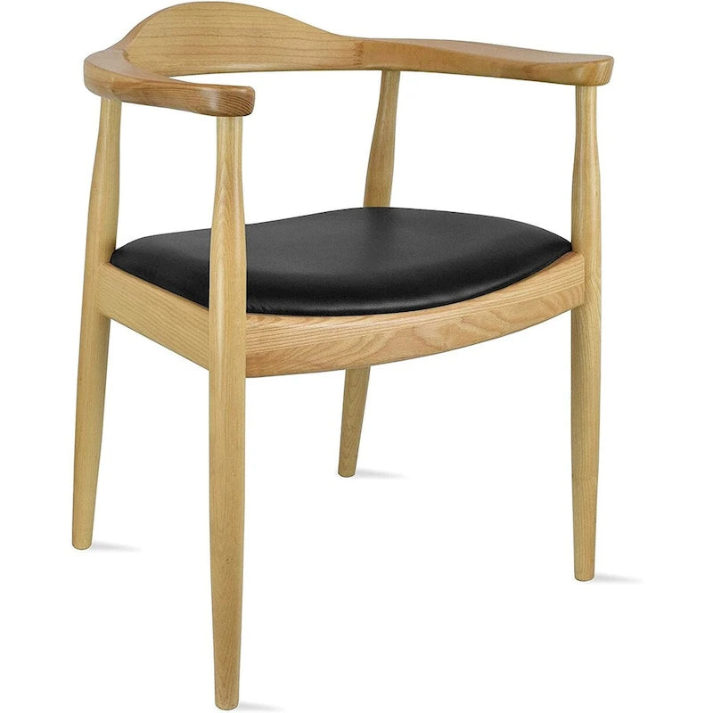 Chaise Kennedy en bois massif avec accoudoirs incurvés