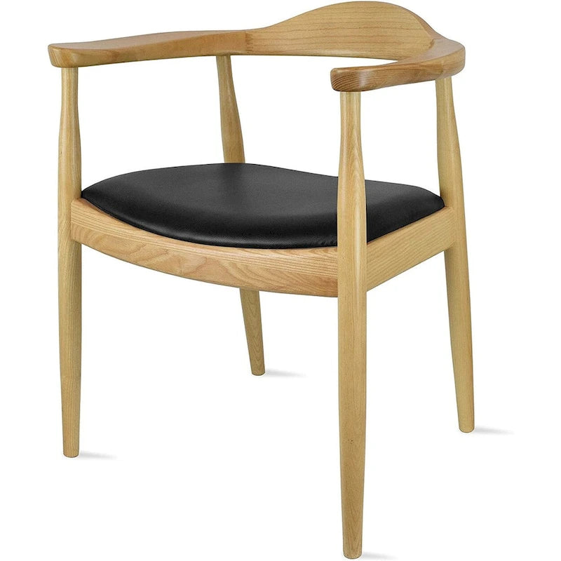 Chaise Kennedy en bois massif avec accoudoirs incurvés