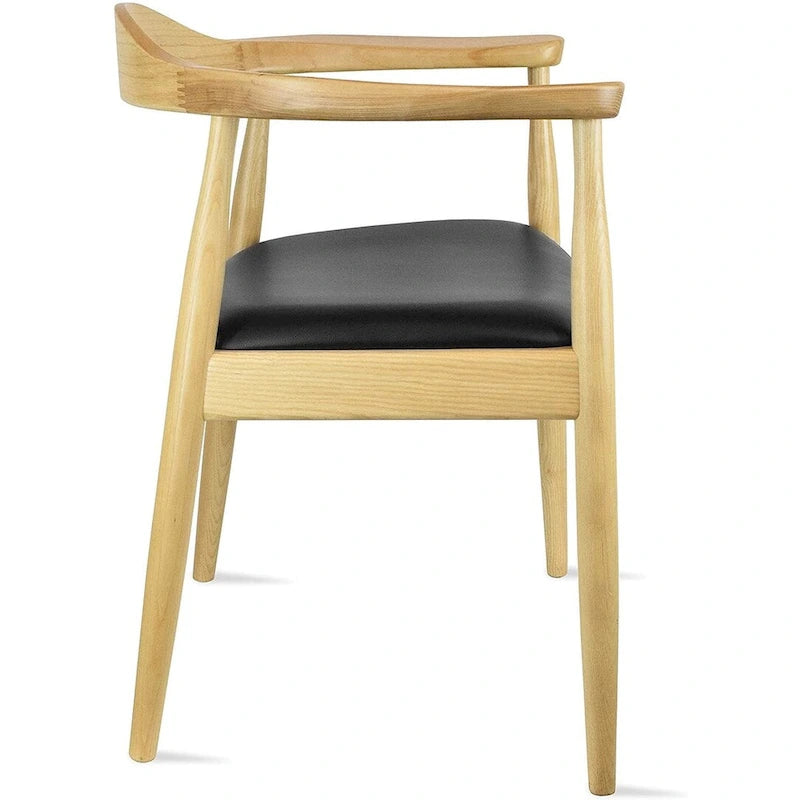 Chaise Kennedy en bois massif avec accoudoirs incurvés