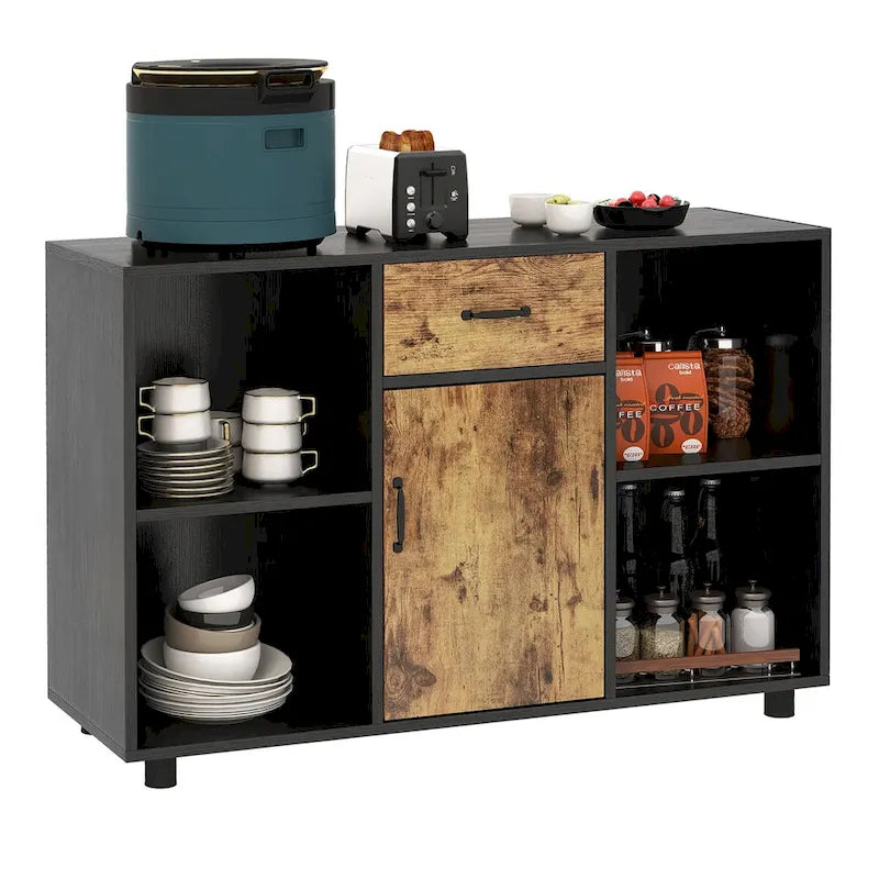 Costway Farmhouse Buffet Sideboard Coffee Bar File Cabinet Console - 48 x 16 x 31.5 (L x W x H)