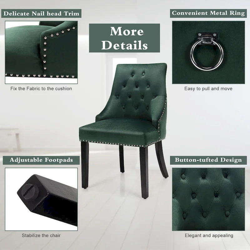 Chaise de salle à manger recouverte de velours
