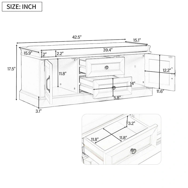 Banc à chaussures de rangement