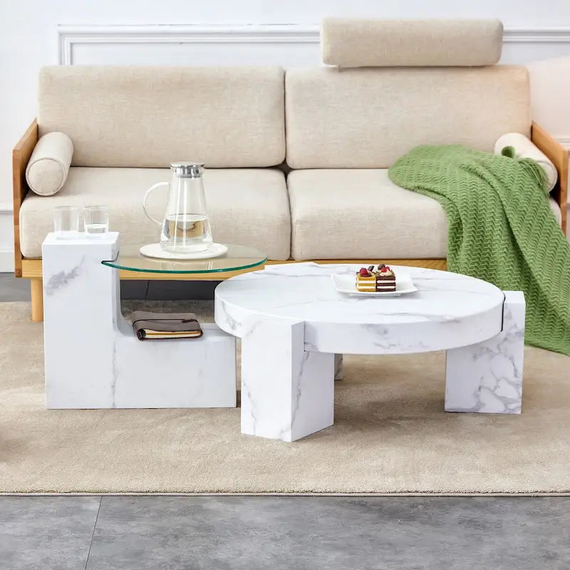 Table basse imitation marbre