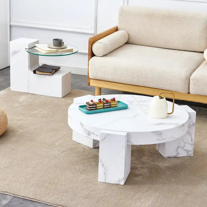 Table basse imitation marbre