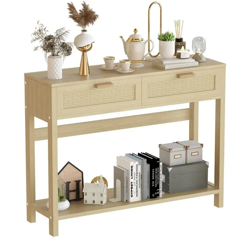 Console en rotin style ferme