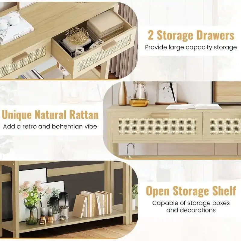 Console en rotin style ferme