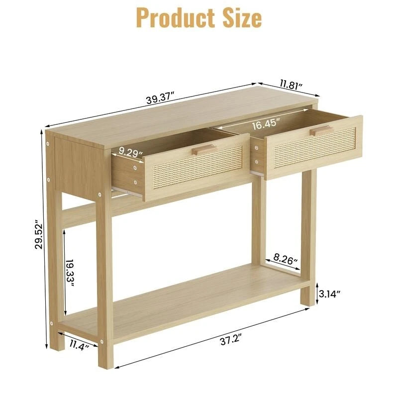 Console en rotin style ferme